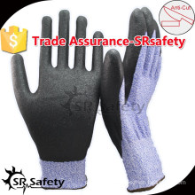 SRSAFETY 18 gauge purple Knitted PU Palm Cut Resistant Gloves,Safety Working Gloves/cut resistant hand gloves